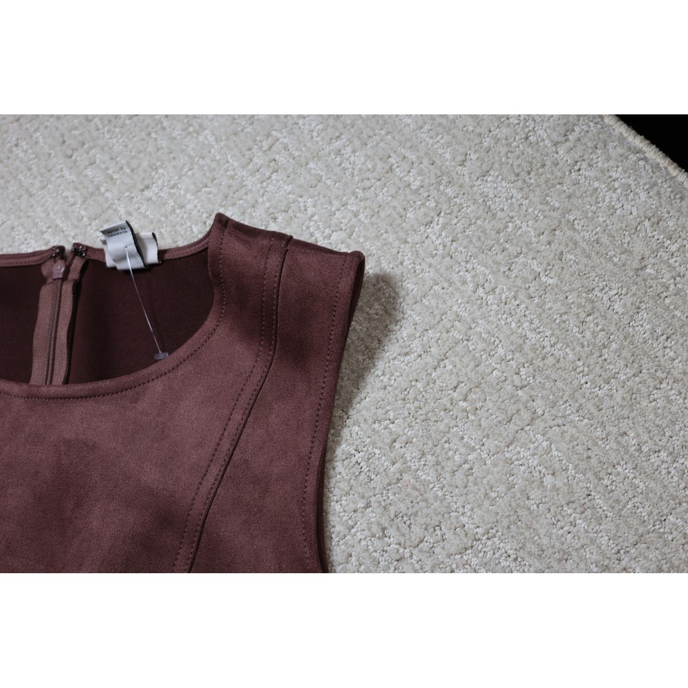 A New Day Womens Faux Suede Sleeveless Shift Dress Burgundy Plum Size 14 - Picture 3 of 6